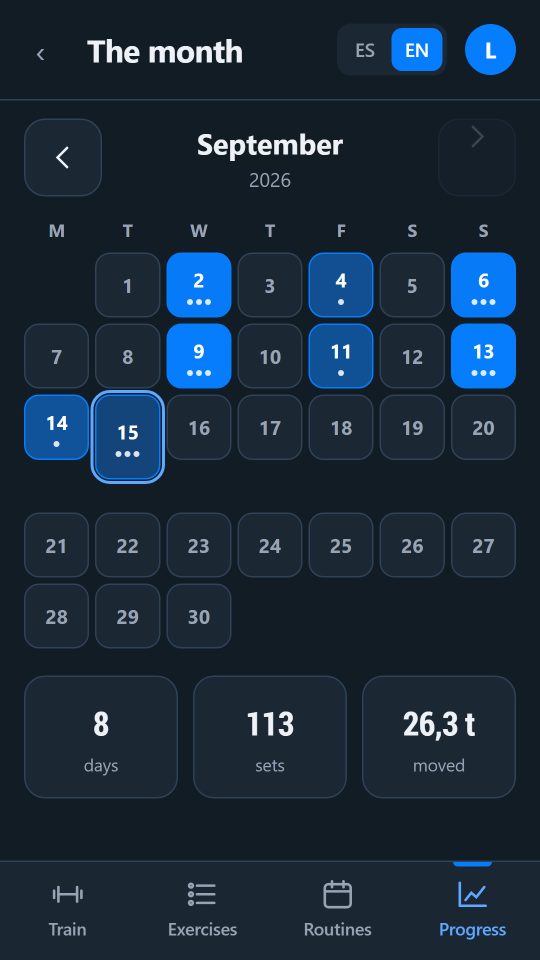 Monthly calendar