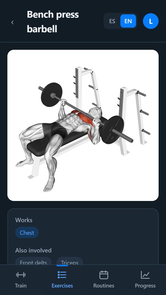 An exercise in Zentalog, with its animation and the muscles it works
